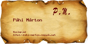 Páhi Márton névjegykártya
